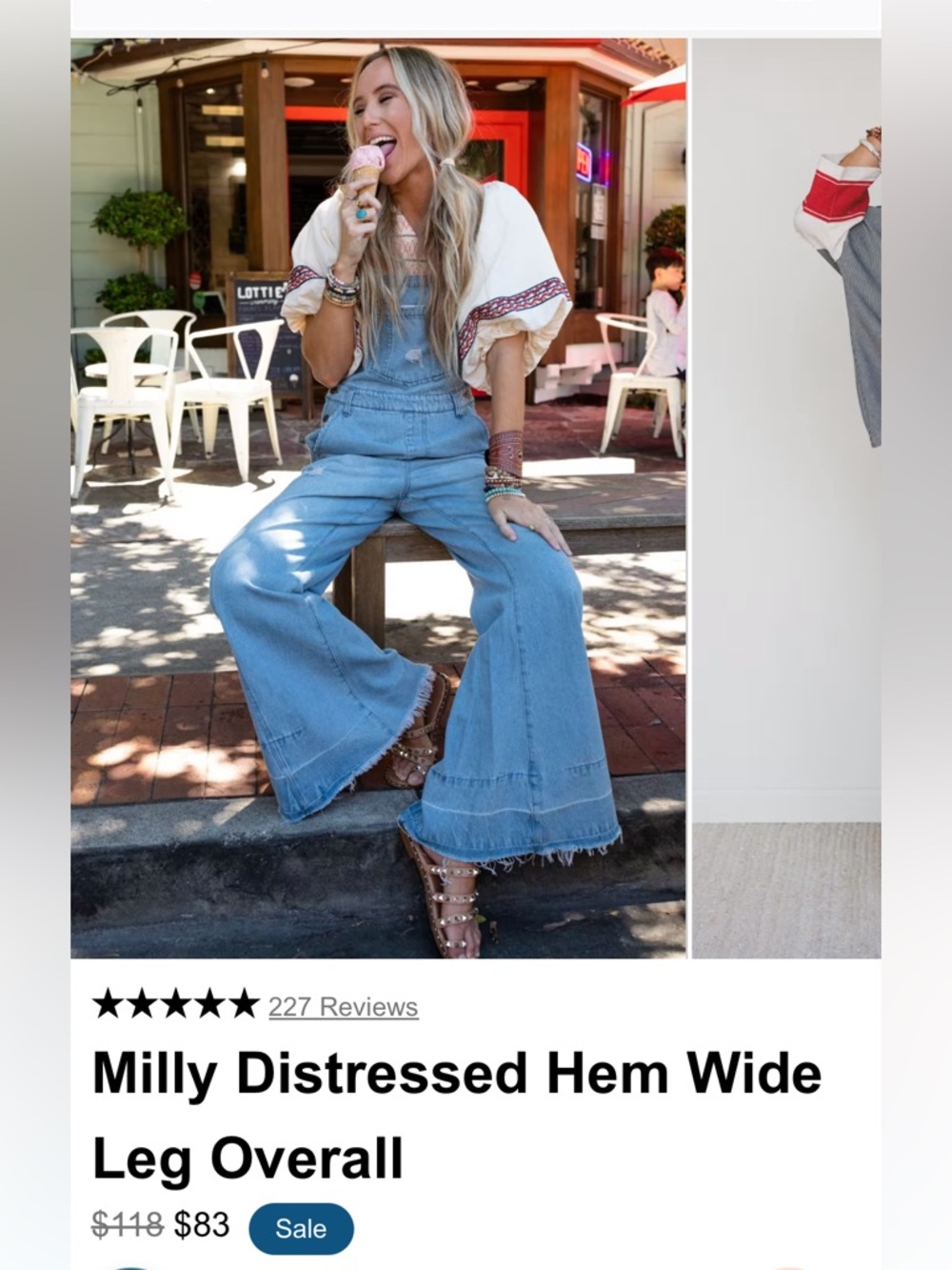 Three birds nest Molly distressed denim
 Overalls by Aron and Amber NWT size L.